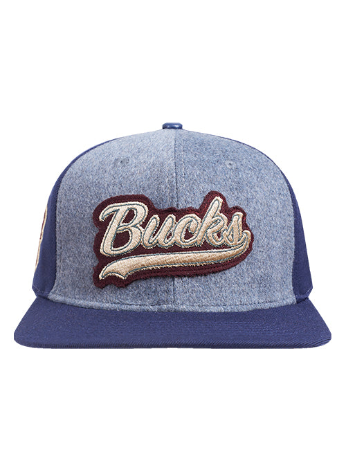 Pro Standard Script Milwaukee Bucks Snapback Hat-front