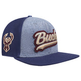Pro Standard Script Milwaukee Bucks Snapback Hat-angled right