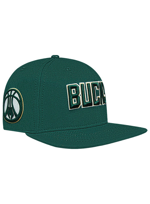 Pro Standard Wingspan Milwaukee Bucks Forest Wool Snapback Hat-angled right