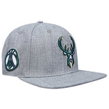 Pro Standard Classic Gray Icon Milwaukee Bucks Snapback Hat