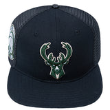 Pro Standard Classic Milwaukee Bucks Black Trucker Adjustable Hat-front