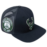 Pro Standard Classic Milwaukee Bucks Black Trucker Adjustable Hat-angled right