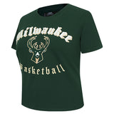 Women's Pro Standard Old English Milwaukee Bucks Slim Fit T-Shirt-angled front