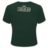 Women's Pro Standard Old English Milwaukee Bucks Slim Fit T-Shirt-back