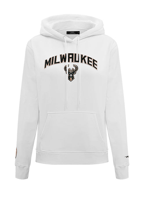 Women's Pro Standard Classic White Milwaukee Bucks Hooded Sweatshirt-front