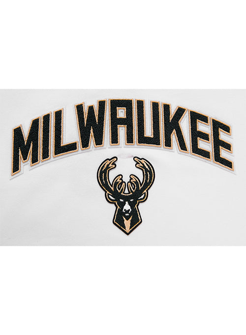 Women's Pro Standard Classic White Milwaukee Bucks Hooded Sweatshirt-chest