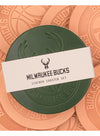 Woolly Made 4-Pack Milwaukee Bucks Leather Coasters-packaging 