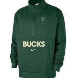 Nike Courtside Club Milwaukee Bucks 1/2 Zip Pullover Sweatshirt-front