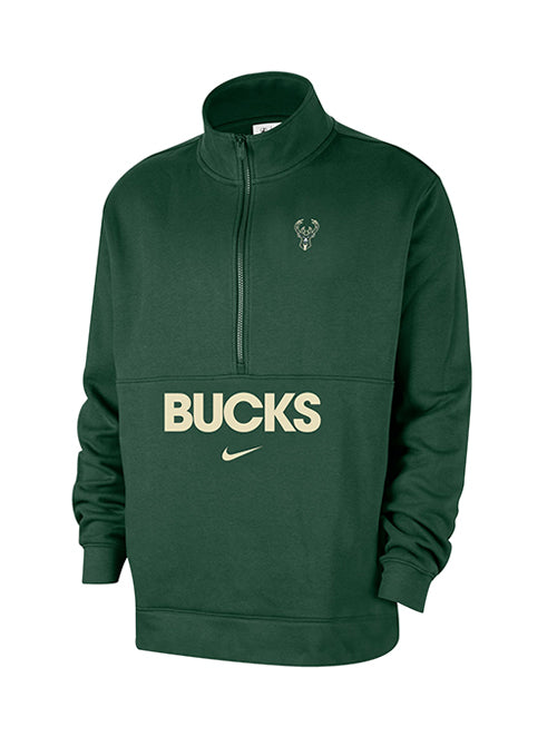 Nike Courtside Club Milwaukee Bucks 1/2 Zip Pullover Sweatshirt-front