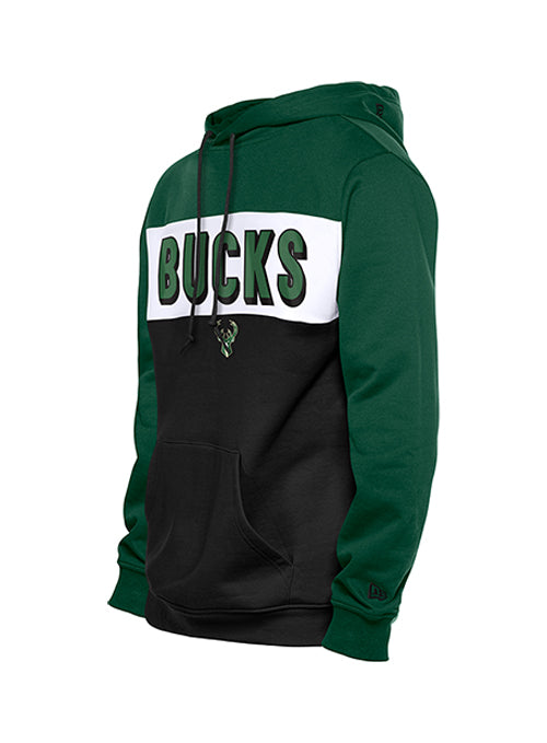 New Era Game Day Block Milwaukee Bucks Hooded Sweatshirt-Front
