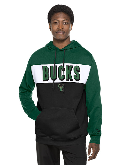 New Era Game Day Block Milwaukee Bucks Hooded Sweatshirt-model