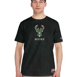 New Era Game Day Milwaukee Bucks Pinstripe T-Shirt-model