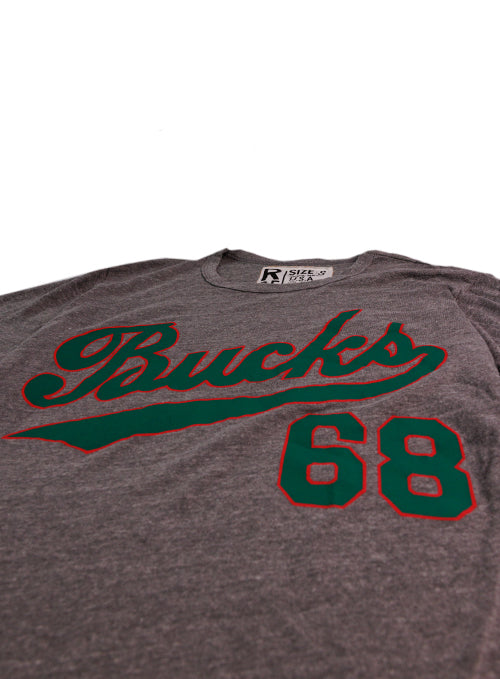 Bucks In Six x Roots Of Fight World Champs Script Milwaukee Bucks T-Shirt-close up