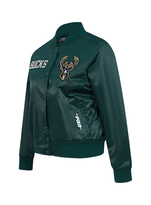 Women's Pro Standard Game Day Milwaukee Bucks Satin Jacket-angled front