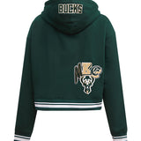 Women's Pro Standard Ransom Milwaukee Bucks Cropped Hooded Sweatshirt