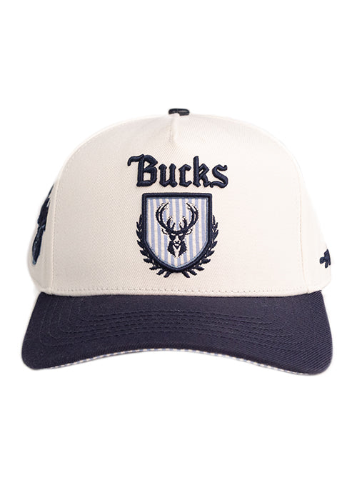 Pro Standard Seersucker Milwaukee Bucks Pinch Front Snapback Hat-front