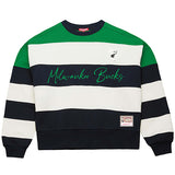 Women's Mitchell & Ness HWC '68 Blocked Milwaukee Bucks Crew Sweatshirt-front