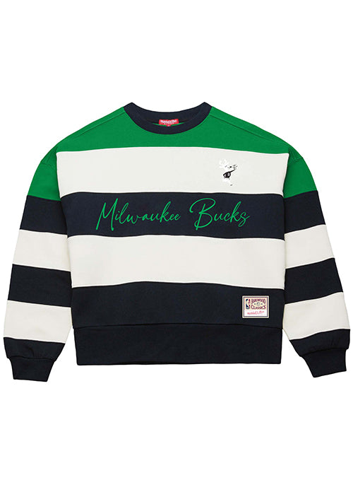 Women's Mitchell & Ness HWC '68 Blocked Milwaukee Bucks Crew Sweatshirt-front