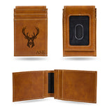 Rico Personalized Milwaukee Bucks Front Pocket Faux Leather Brown Wallet