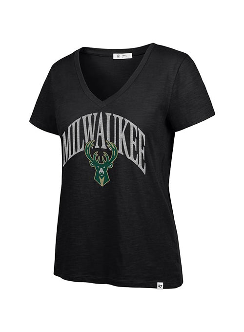 Women's '47 Brand Tried & True Milwaukee Bucks Slub V-neck T-Shirt