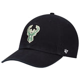 '47 Brand Global Clean Up Black Milwaukee Bucks Adjustable Hat-front