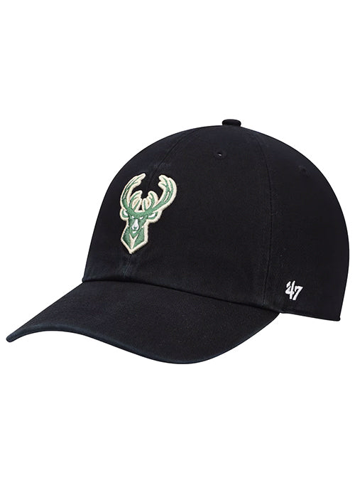 '47 Brand Global Clean Up Black Milwaukee Bucks Adjustable Hat-front