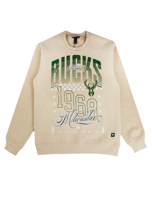 Bucks In Six x The Wild Collective Jersey Overlay Milwaukee Bucks Crewneck Sweatshirt