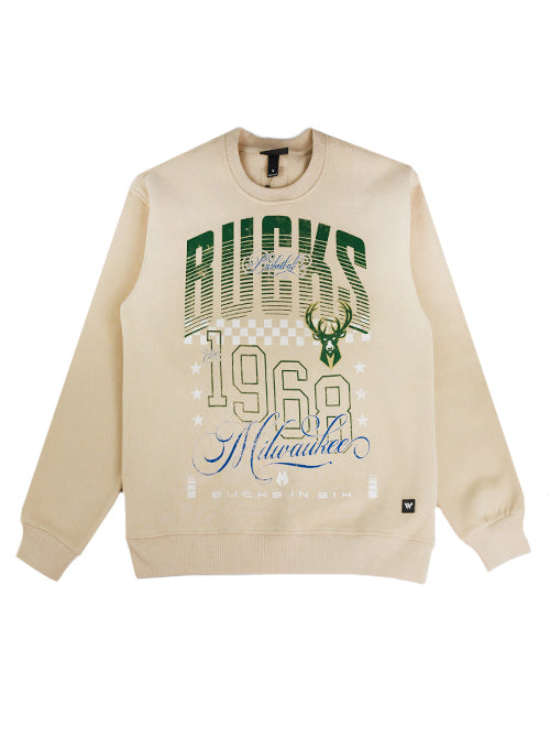 Bucks In Six x The Wild Collective Jersey Overlay Milwaukee Bucks Crewneck Sweatshirt