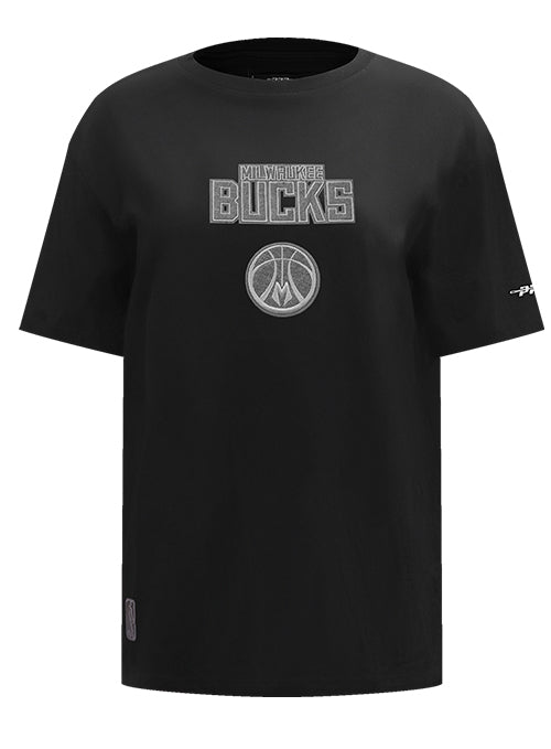 Women's Pro Standard Reverse French Terry Milwaukee Bucks Boyfriend T-Shirt-front