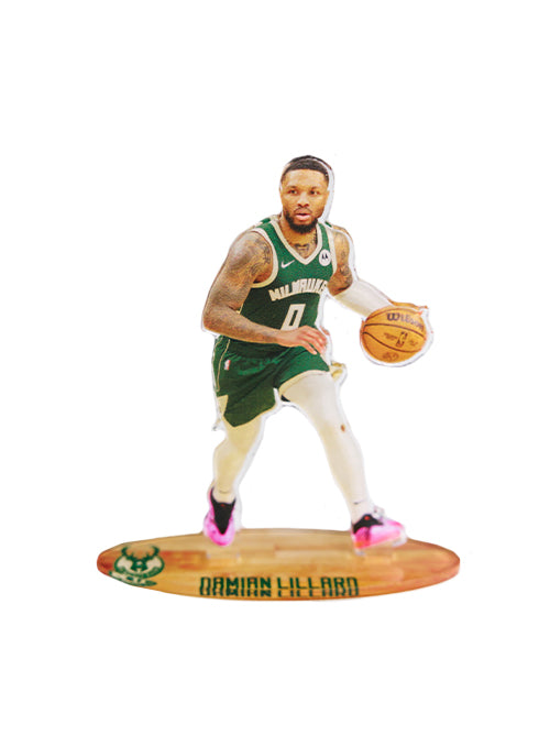 The Highland Mint Damian Lillard Milwaukee Bucks Acrylic Player Stand-display