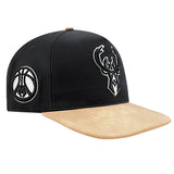 Pro Standard Signature Suede Black Milwaukee Bucks Snapback Hat-right