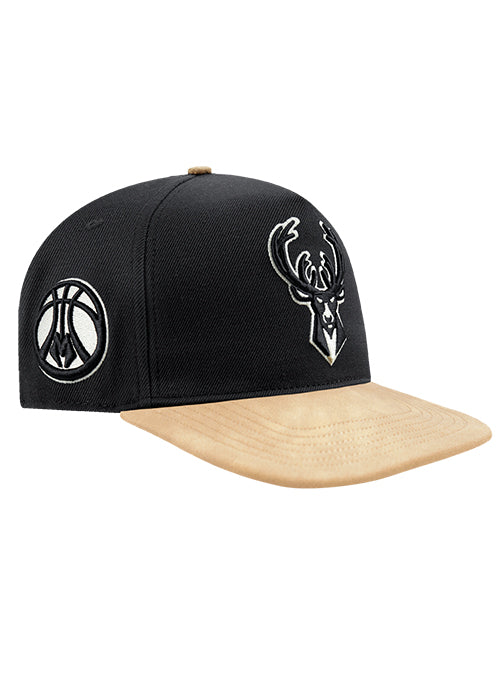 Pro Standard Signature Suede Black Milwaukee Bucks Snapback Hat-right