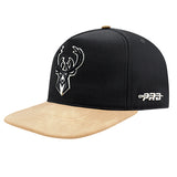 Pro Standard Signature Suede Black Milwaukee Bucks Snapback Hat-left