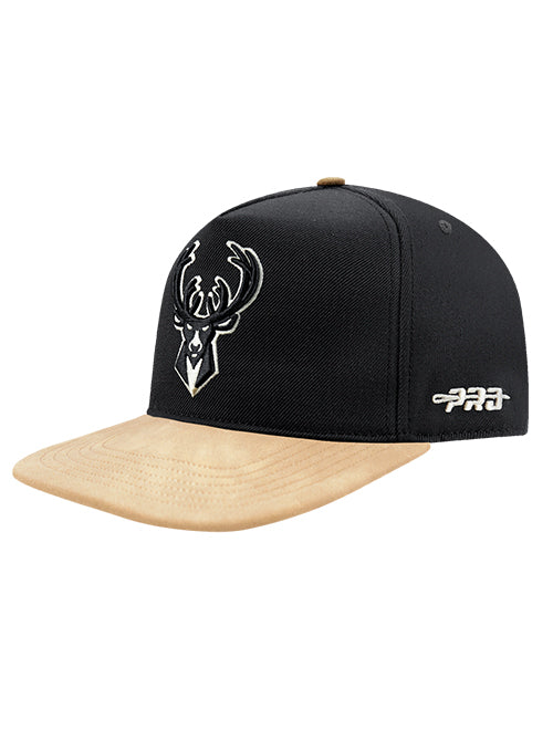 Pro Standard Signature Suede Black Milwaukee Bucks Snapback Hat-left