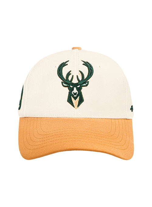 Pro Standard Signature Suede Cream Milwaukee Bucks Arc Adjustable Hat-front