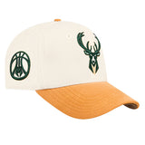Pro Standard Signature Suede Cream Milwaukee Bucks Arc Adjustable Hat-right