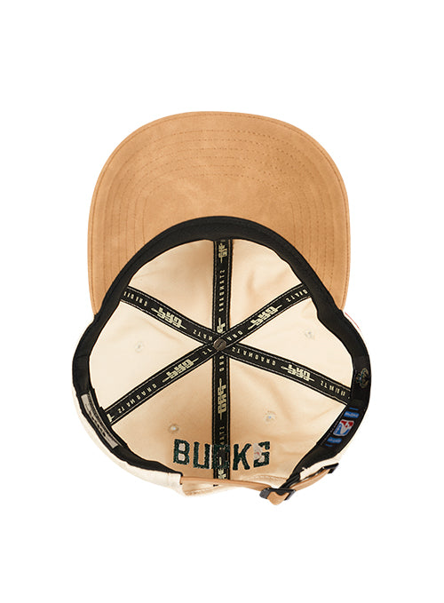 Pro Standard Signature Suede Cream Milwaukee Bucks Arc Adjustable Hat-UV