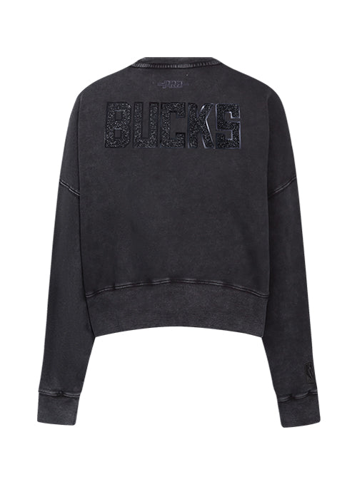 Women's Pro Standard Vanguard Milwaukee Bucks Washed Crewneck Sweatshirt-back