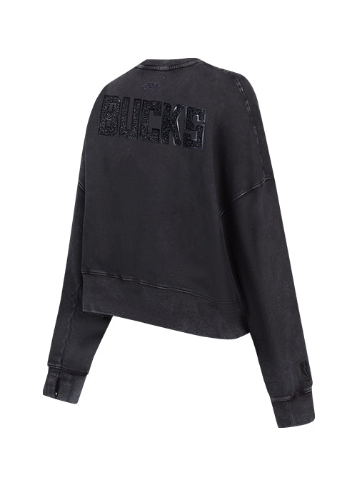 Women's Pro Standard Vanguard Milwaukee Bucks Washed Crewneck Sweatshirt-angled back