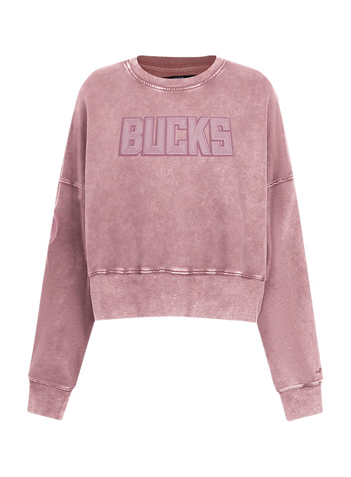 Women's Pro Standard Classic Milwaukee Bucks Washed Crewneck Sweatshirt-front