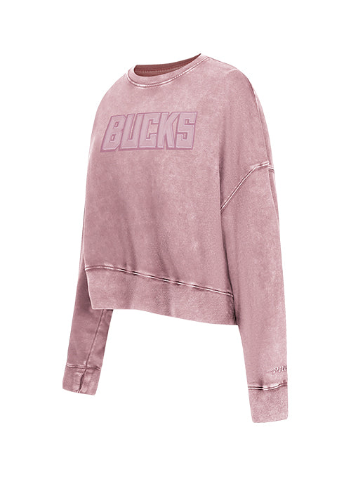 Women's Pro Standard Classic Milwaukee Bucks Washed Crewneck Sweatshirt- angled front