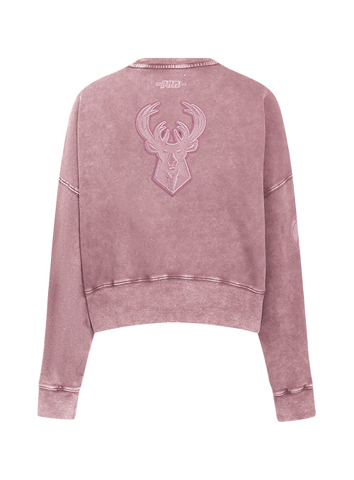 Women's Pro Standard Classic Milwaukee Bucks Washed Crewneck Sweatshirt - back