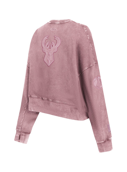 Women's Pro Standard Classic Milwaukee Bucks Washed Crewneck Sweatshirt - angled back