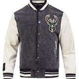 Pro Standard Rebel Milwaukee Bucks Washed Varsity Jacket-front