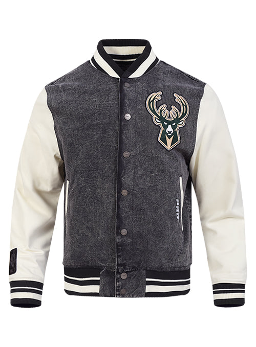 Pro Standard Rebel Milwaukee Bucks Washed Varsity Jacket-front