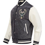 Pro Standard Rebel Milwaukee Bucks Washed Varsity Jacket-angled front