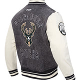 Pro Standard Rebel Milwaukee Bucks Washed Varsity Jacket-angled back