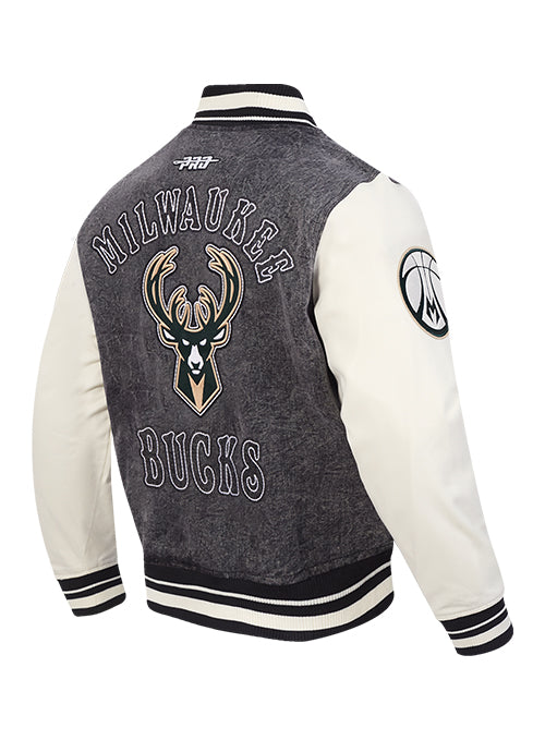 Pro Standard Rebel Milwaukee Bucks Washed Varsity Jacket-angled back