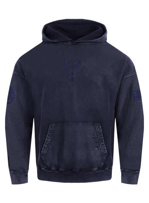 Pro Standard Classic Navy Washed Milwaukee Bucks Hooded Sweatshirt-front