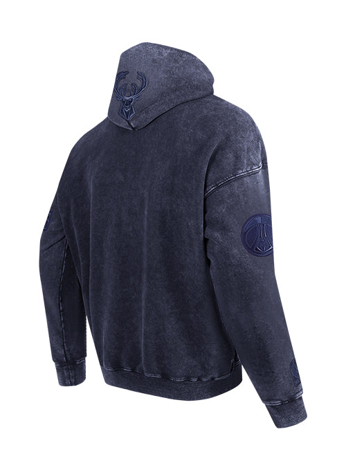 Pro Standard Classic Navy Washed Milwaukee Bucks Hooded Sweatshirt-left